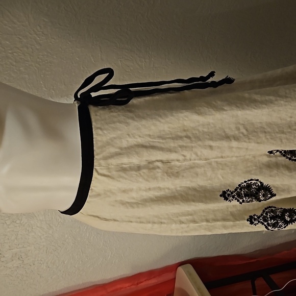 VTG KAREN KANE 1990s Ivory Damask Sequin Linen Tie Waist Godet Land Girl Skirt - Picture 5 of 13